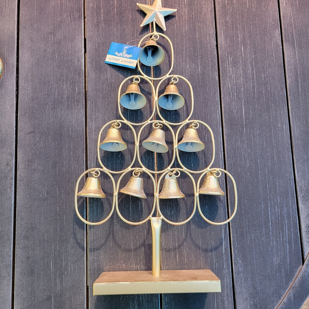 NWT Gold Shimmer Tree With Bell Ornaments ~ Christmas ~ Wedding ~ LAST ONE!